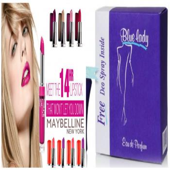 10 Maybelline Matte Lipstick with Free Blue Lady Perfume Female